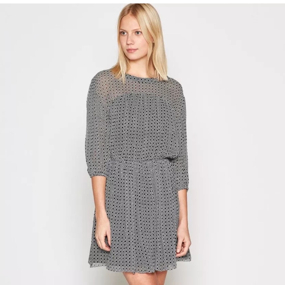 Joie Andora Geo Print Silk Chiffon Dress